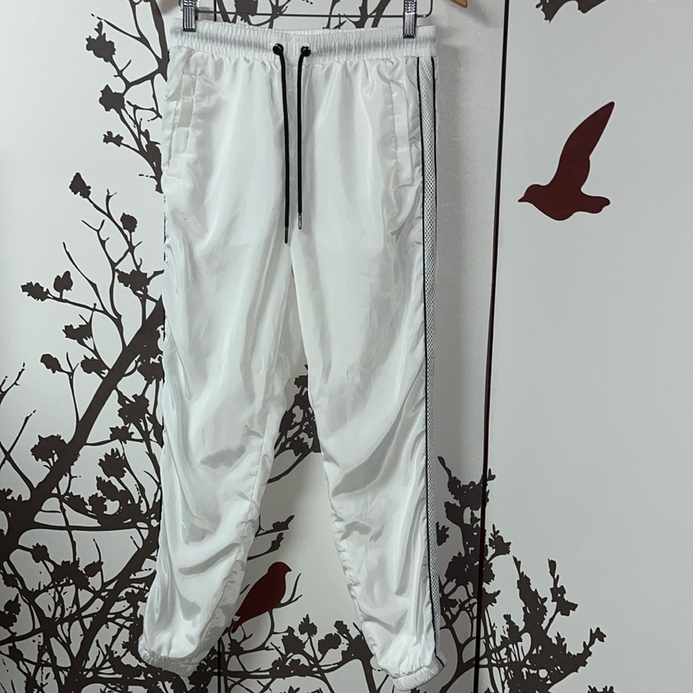 ReVamped Size Small White with Black Stripes Mesh Trackpants NWOT $35